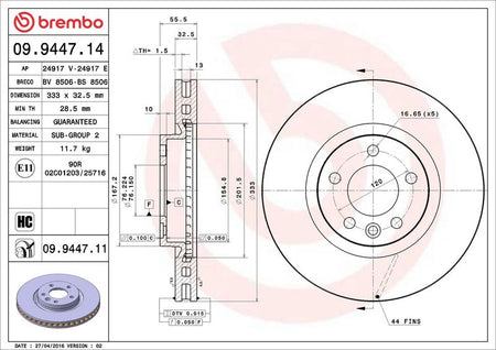 Brembo 09.9447.11 Brake Disc - 2
