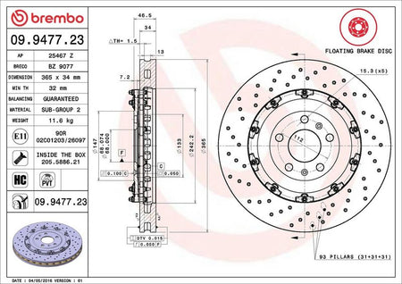 Brembo 09.9477.23 Brake Disc - 2