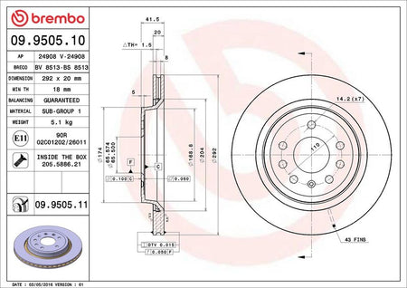 Brembo 09.9505.11 Brake Disc - 2