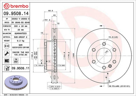 Brembo 09.9508.11 Brake Disc - 2