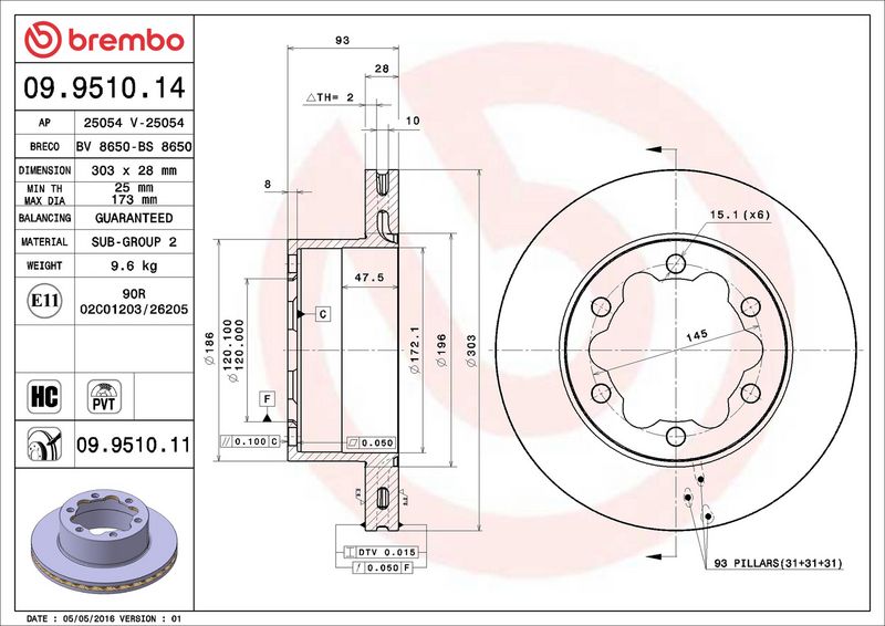 Brembo 09.9510.11 Brake Disc - 2