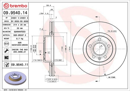 Brembo 09.9540.11 Brake Disc - 2