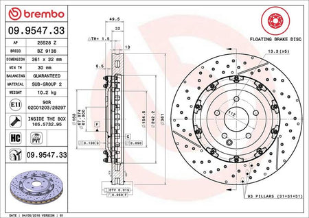 Brembo 09.9547.33 Brake Disc - 2