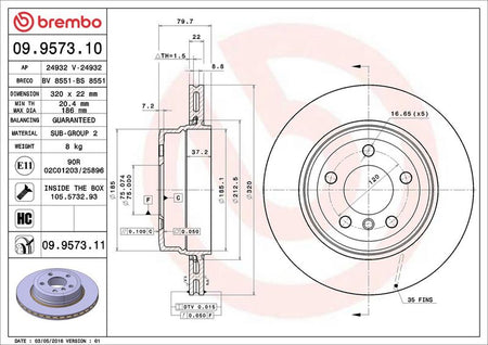 Brembo 09.9573.11 Brake Disc - 2