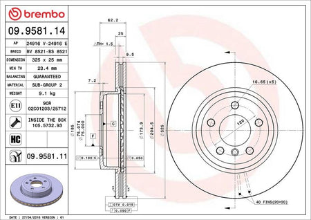 Brembo 09.9581.11 Brake Disc - 2