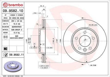 Brembo 09.9582.11 Brake Disc - 2