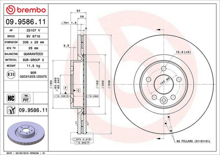 Brembo 09.9586.11 Brake Disc - 2