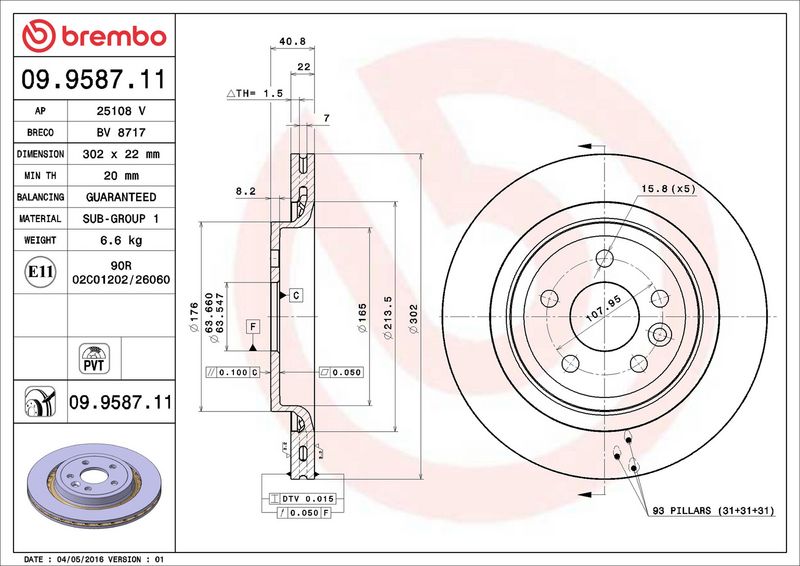Brembo 09.9587.11 Brake Disc - 2