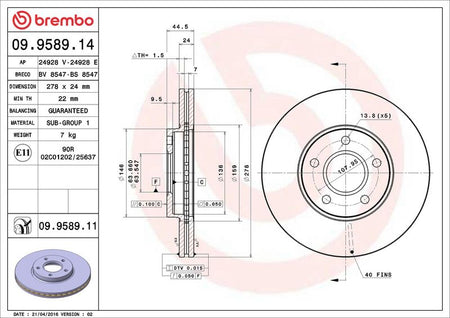 Brembo 09.9589.11 Brake Disc - 2