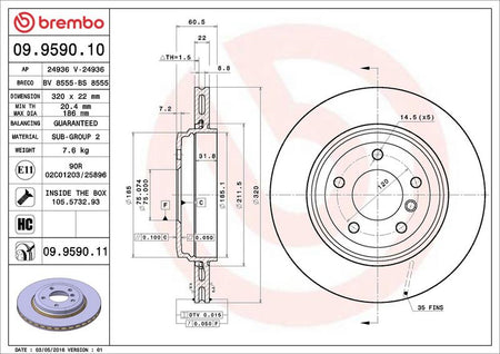 Brembo 09.9590.11 Brake Disc - 2