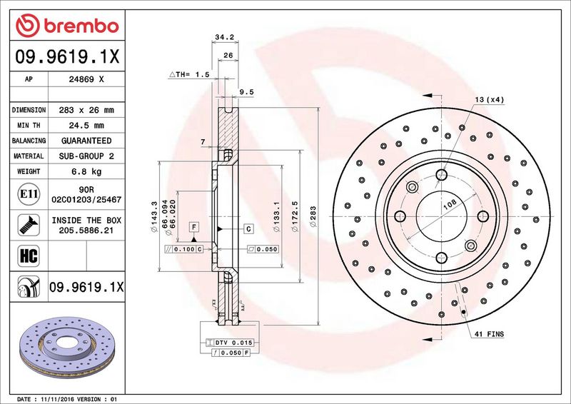 Brembo 09.9619.1X Brake Disc - 2