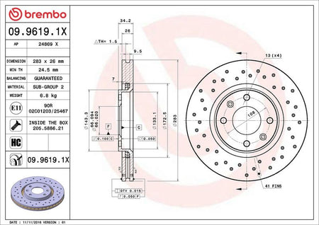 Brembo 09.9619.1X Brake Disc - 2