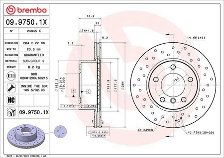 Brembo 09.9750.1X Brake Disc - 1