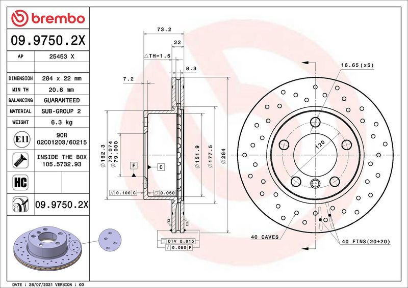 Brembo 09.9750.2X Brake Disc - 1