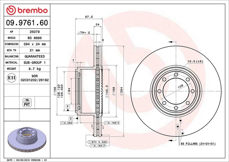 Brembo 09.9761.60 Brake Disc - 2