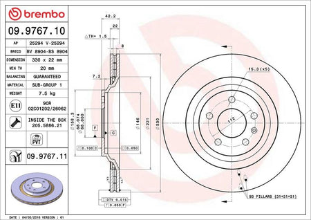 Brembo 09.9767.11 Brake Disc - 2