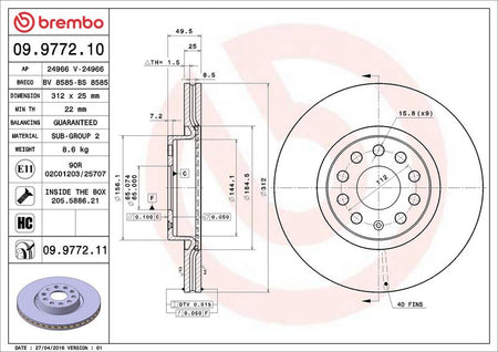 Brembo 09.9772.11 Brake Disc - 2