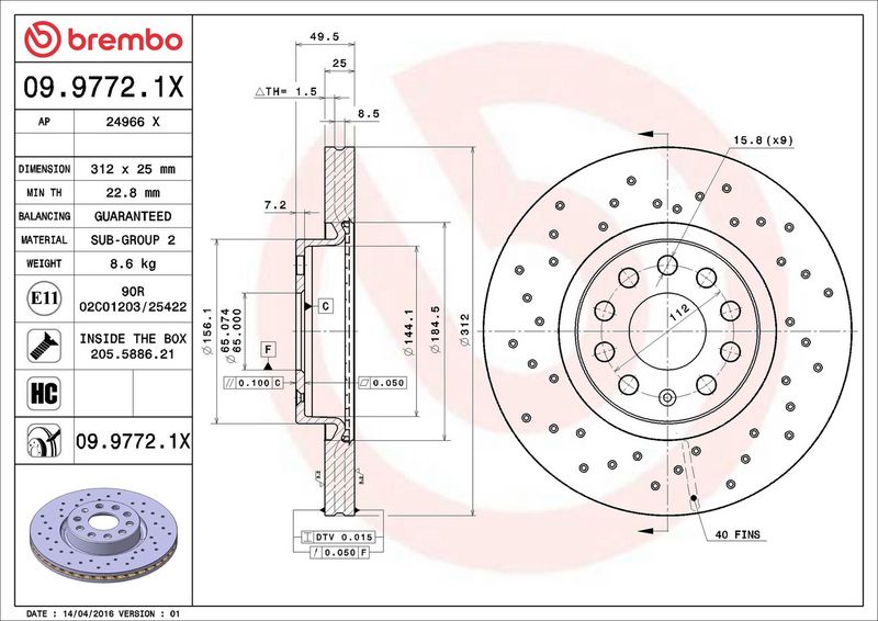 Brembo 09.9772.1X Brake Disc - 2