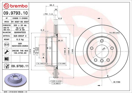 Brembo 09.9793.11 Brake Disc - 2