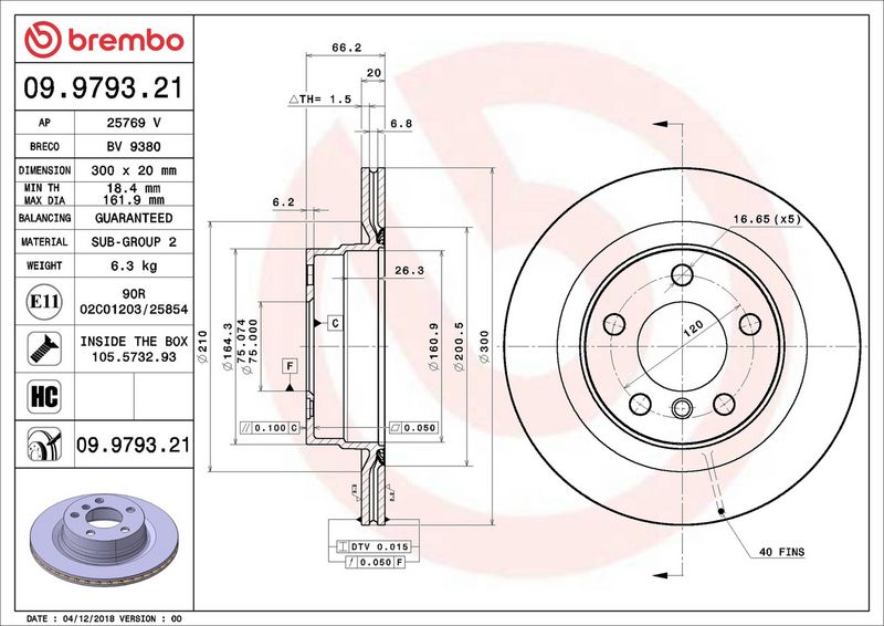 Brembo 09.9793.21 Brake Disc - 2
