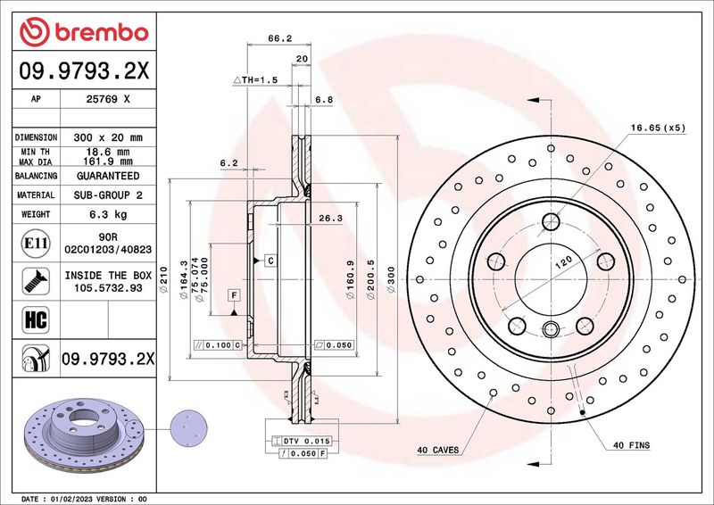 Brembo 09.9793.2X Brake Disc - 2