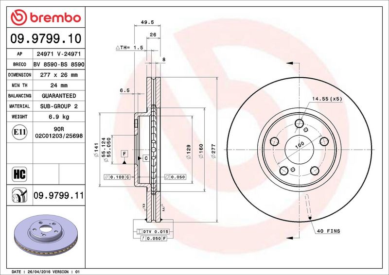 Brembo 09.9799.11 Brake Disc - 2