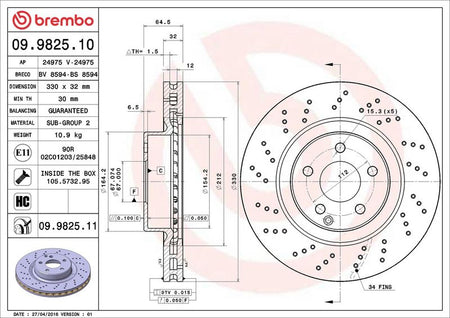Brembo 09.9825.11 Brake Disc - 2