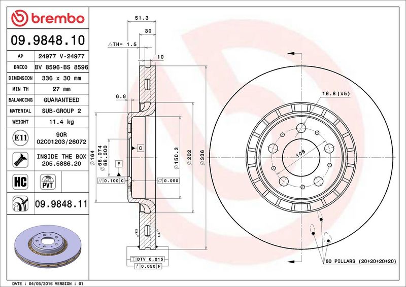 Brembo 09.9848.11 Brake Disc - 2