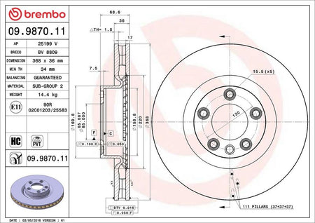Brembo 09.9870.11 Brake Disc - 2
