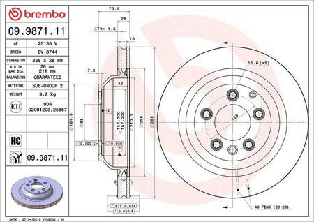 Brembo 09.9871.11 Brake Disc - 2