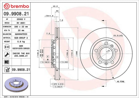 Brembo 09.9908.21 Brake Disc - 2