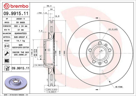 Brembo 09.9915.11 Brake Disc - 2