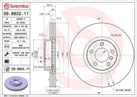 Brembo 09.9922.11 Brake Disc - 2