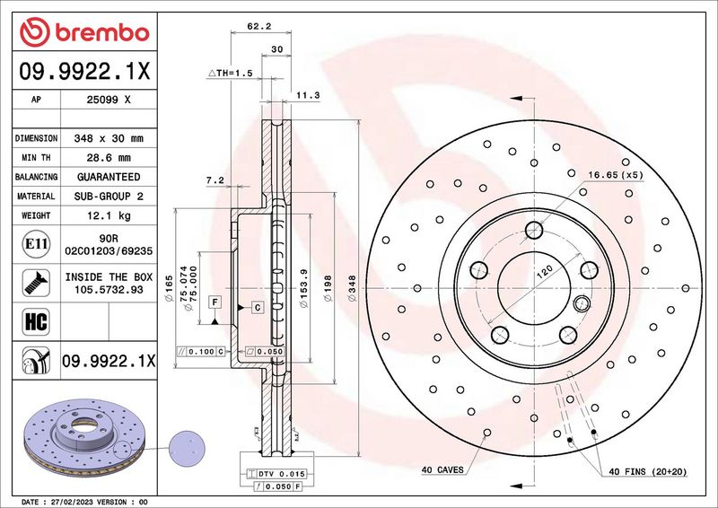 Brembo 09.9922.1X Brake Disc - 2