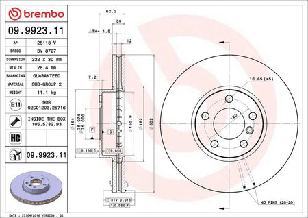 Brembo 09.9923.11 Brake Disc - 2