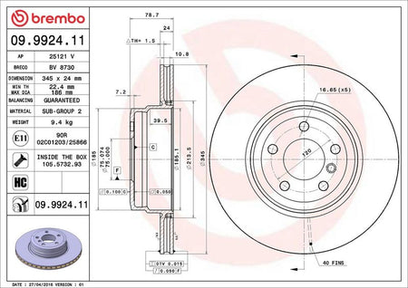 Brembo 09.9924.11 Brake Disc - 2