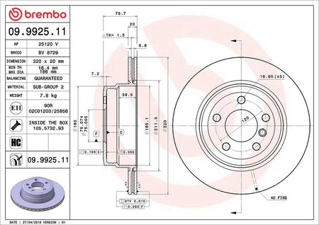 Brembo 09.9925.11 Brake Disc - 2