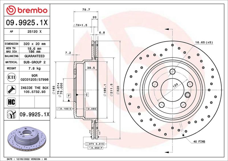 Brembo 09.9925.1X Brake Disc - 2
