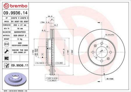 Brembo 09.9936.11 Brake Disc - 2