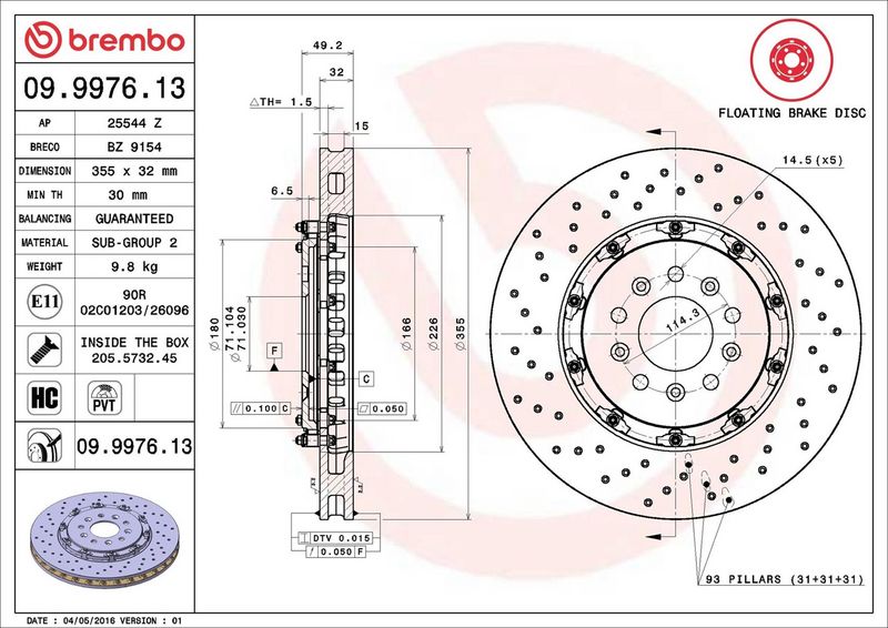 Brembo 09.9976.13 Brake Disc - 2