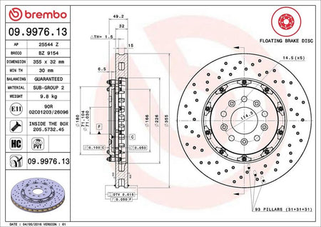 Brembo 09.9976.13 Brake Disc - 2
