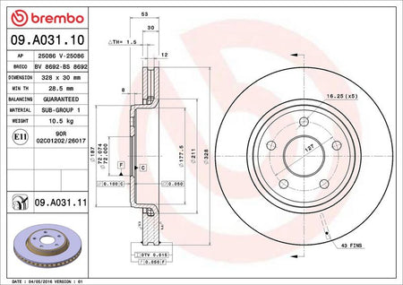 Brembo 09.A031.11 Brake Disc - 2