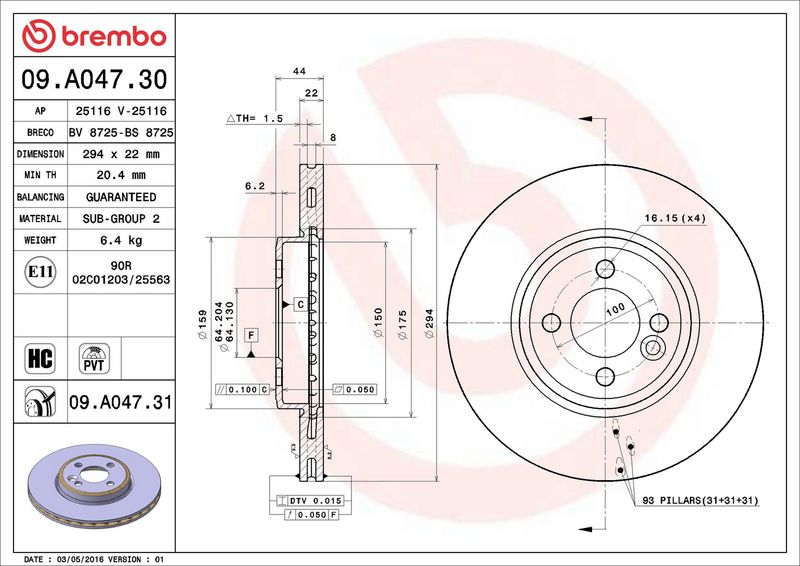 Brembo 09.A047.31 Brake Disc - 2