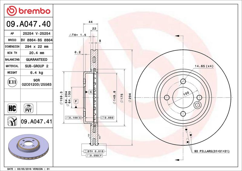 Brembo 09.A047.41 Brake Disc - 2