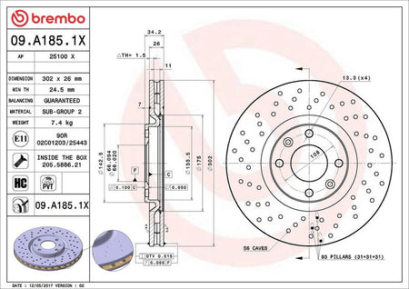 Brembo 09.A185.1X Brake Disc - 2