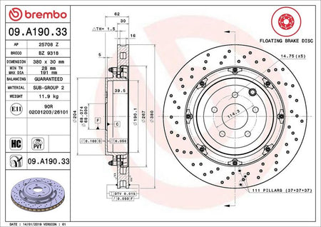 Brembo 09.A190.33 Brake Disc - 2