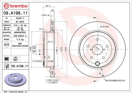 Brembo 09.A198.11 Brake Disc - 2