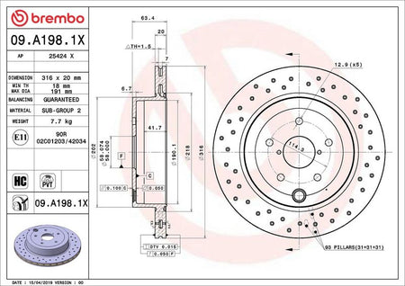 Brembo 09.A198.1X Brake Disc - 2