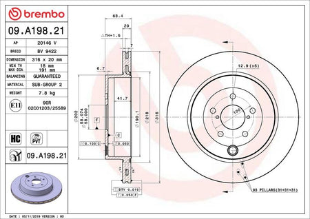 Brembo 09.A198.21 Brake Disc - 2