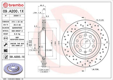Brembo 09.A200.1X Brake Disc - 2